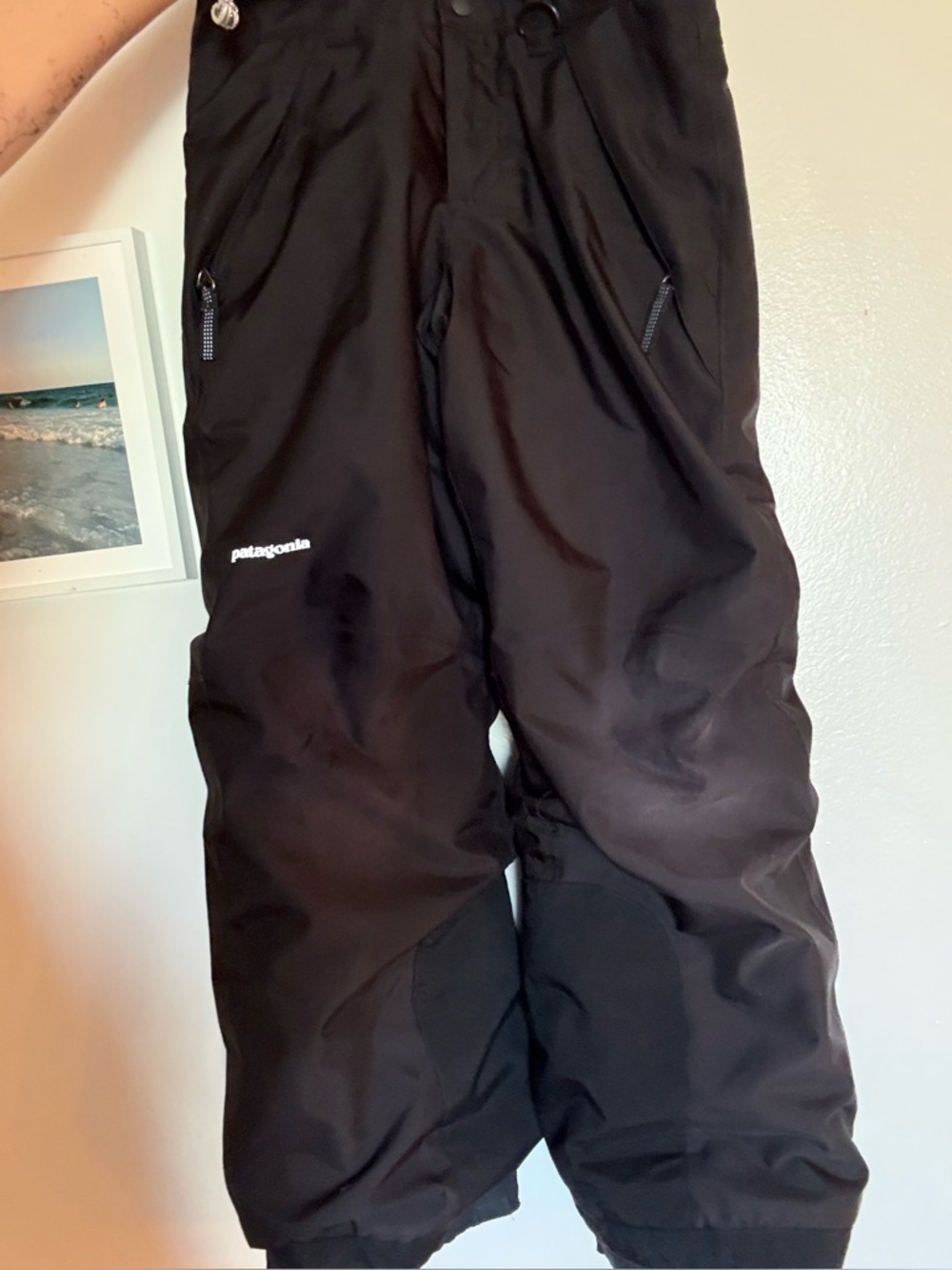 Patagonia Black Waterproof H2No Recco ski snow pants outdoors girls size 8